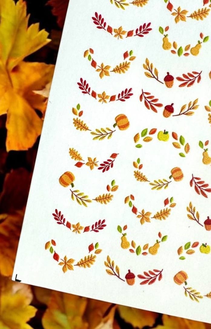 XND Products 2D Nail Decal CL-141 / Nail Decal 2D/Autumn Nails/ Wreaths / Acorns / Leaf Nail Art/ Fall Nails