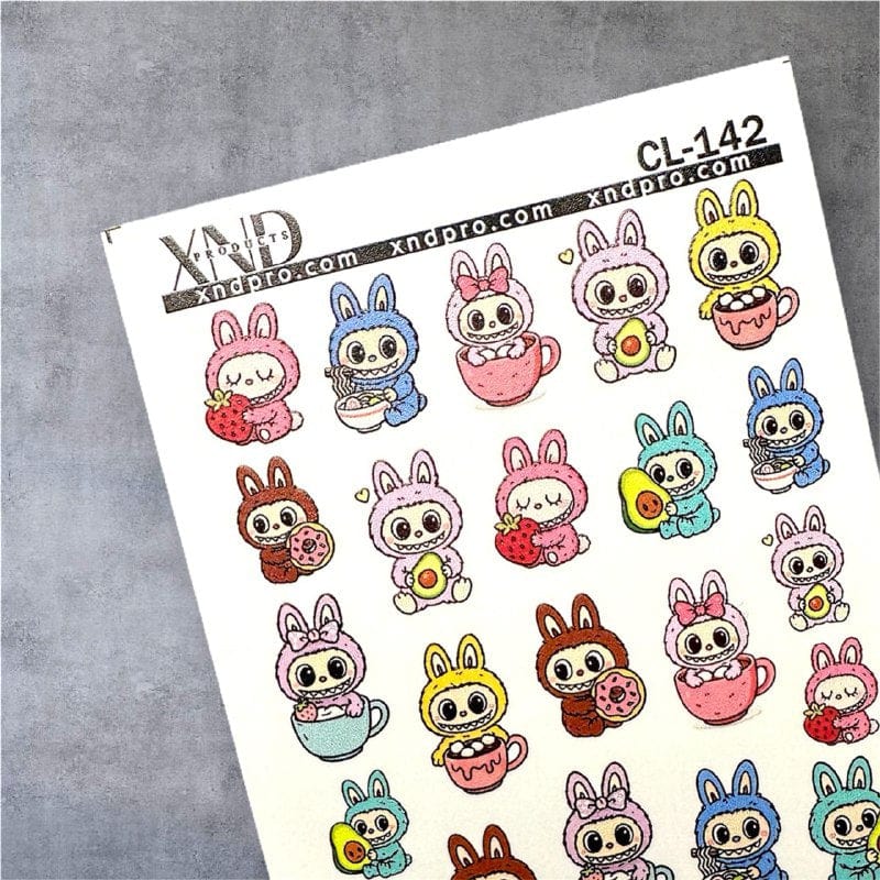 XND Products 2D Nail Decal CL-142 Nail Decal / Labubu / Cute Monster Elves / Kawaii Nail Art / AI Made Inspo.