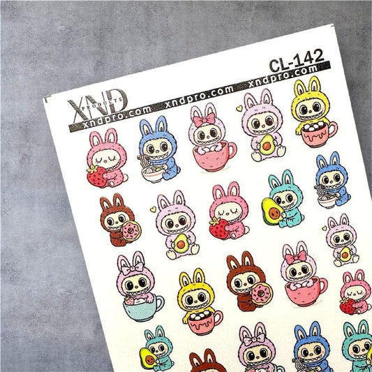 XND Products 2D Nail Decal CL-142 Nail Decal / Labubu / Cute Monster Elves / Kawaii Nail Art / AI Made Inspo.