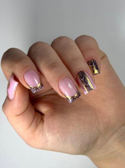New Max 2D Nail Decal NF-41 / Nail Decal Gold FOIL Snake Skin, Snake Print, Year Of The Snake