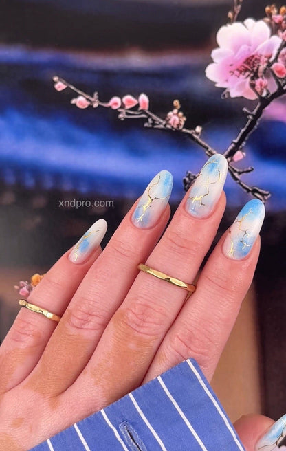 Gold Foil Marble Effect Nail Decals | Geode Crystal Waterslides | Nail Art Stickers | Ocean Marble Nail Wraps