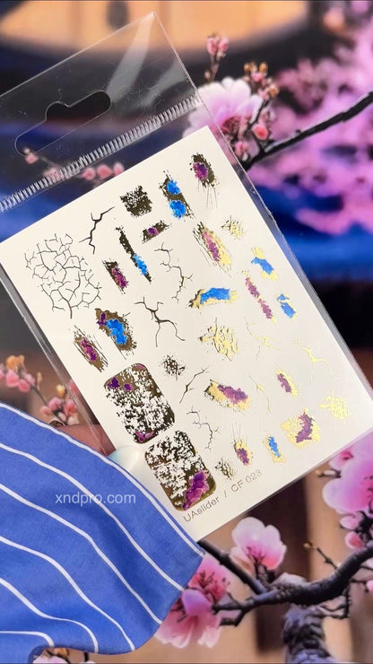 Gold Foil Marble Effect Nail Decals | Geode Crystal Waterslides | Nail Art Stickers | Ocean Marble Nail Wraps