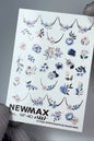 New Max 2D Nail Decal NF-40 Nail Water Decal Spring Silver Foil / Floral French Tip, Spring and Floral Nail Waterslides, Nail Water Stickers, Nail Tattoo