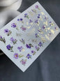 UA Slider 2D Nail Decal CF-176 Nail Water Decal Gold FOIL/ Flowers/Purple floral/ Romantic/ Spring / Floral nails/ Gold Leaf