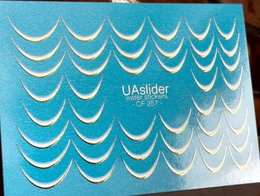 UA Slider 2D Nail Decal CF-257 Nail Water Decal Silver FOIL/ Color French Tip/ French Line/ Silver French Tip/ Crescent Curve