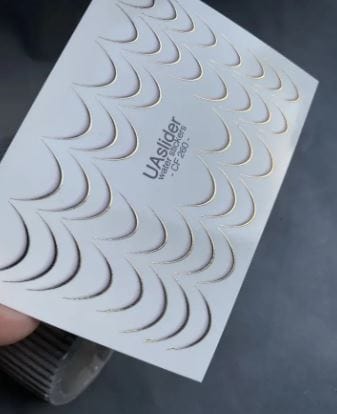 UA Slider 2D Nail Decal CF-260 Nail Water Decal Gold FOIL/ Color French Tip/ French Line/ Gold French Tip/ Crescent Curve