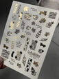 UA Slider 2D Nail Decal CF-298 Nail Water Decal Gold FOIL/ Autumn Leaves/ Fall/ Zebra Print / Gold French Tip / Zebra stripe design