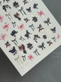 UA Slider 2D Nail Decal CF-315 Gold Foil Nail Water Decal /Gothic Bow /Black Ribbons/ Coquette/ Cherries / Butterflies