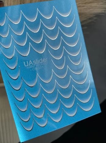 UA Slider 2D Nail Decal CF-331 Nail Water Decal Silver FOIL/ Color French Tip/ Blue French Tip/ Wave Metallic /French Line/ French Nail Tattoo /Waterslide / Nail Waterslide Decals/ Nail Art/