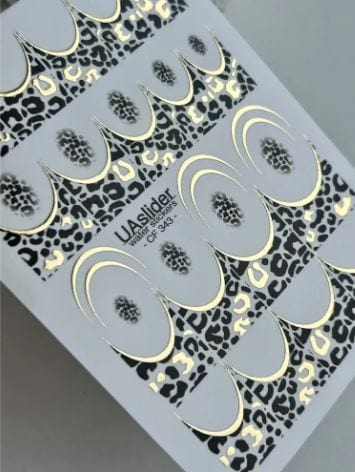 UA Slider 2D Nail Decal CF-343 Nail Water Decal Gold FOIL/ Leopard Print/ Gold French Tip /Golden Metallic French Tips/  Wild Animal Print