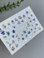 UA Slider 2D Nail Decal CF-430 Nail Water Decal Silver FOIL/ Blueberry / Floral/ Cupcake/ Summer nails