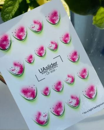 UA Slider 2D Nail Decal CF-609 Nail Water Decal Gold FOIL/ Watermelon/ Summer Nails/ Fruits/ Tropical vibes