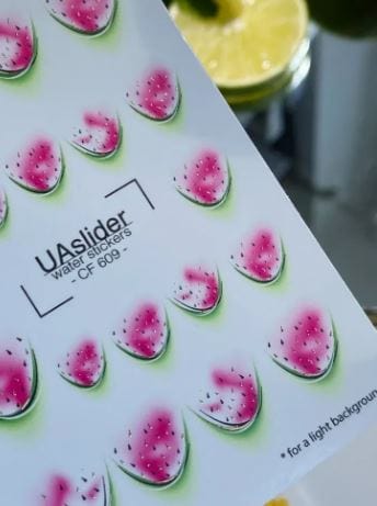 UA Slider 2D Nail Decal CF-609 Nail Water Decal Gold FOIL/ Watermelon/ Summer Nails/ Fruits/ Tropical vibes