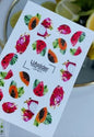 UA Slider 2D Nail Decal CF-611 Nail Water Decal Gold FOIL/ Exotic Fruits/ Dragon Fruit/ Papaya/ Watermelon Slices/ Tropical Nails