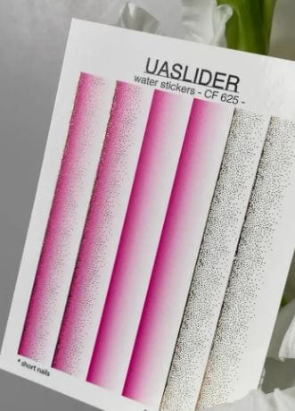 UA Slider 2D Nail Decal CF-625 Nail Water Decal Gold FOIL/ Pink Ombré / Gold foil/ Glitter/Gradient Pink Ombré Effect