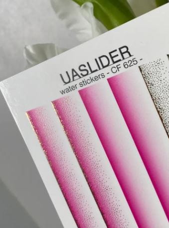 UA Slider 2D Nail Decal CF-625 Nail Water Decal Gold FOIL/ Pink Ombré / Gold foil/ Glitter/Gradient Pink Ombré Effect