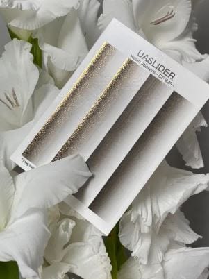 UA Slider 2D Nail Decal CF-629 Nail Water Decal Gold FOIL/ Gray Ombré Nail Wraps With Gold Foil/ Ombré Fade/Light Gray Nails/ Grey Nail Art /French Nails