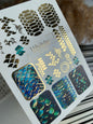 UA Slider 2D Nail Decal Gold FOIL Nail Decal / Mermaid Scales / Dragons / Fantasy Patterns