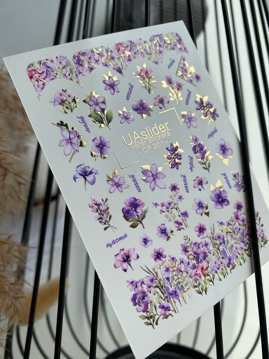 Spring Gold Foil Nail Water Decal / Flowers / Spring Nails / French Tips