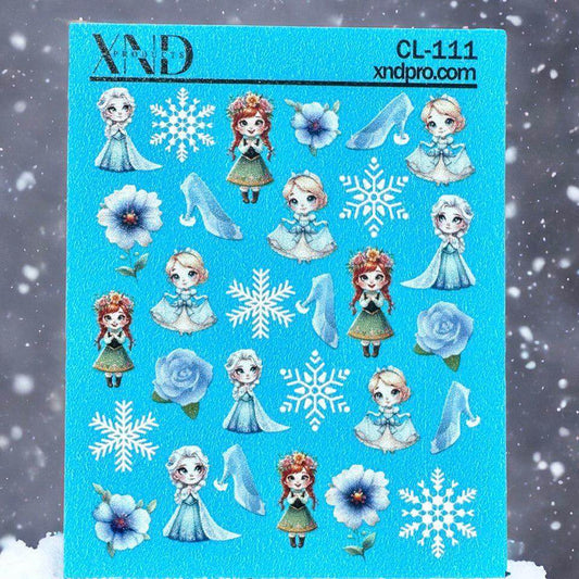 CL-111 Nail Decal 2D / Princess Inspired / Snowflakes - Xochi Nail Designs LLC