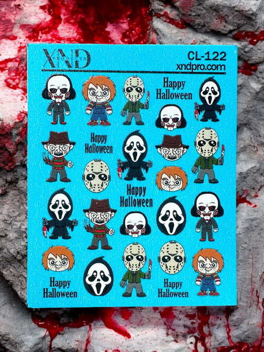 CL-122 Nail Decal 2D / Halloween / Horror Villains/ Scream/ Chucky/ Saw/