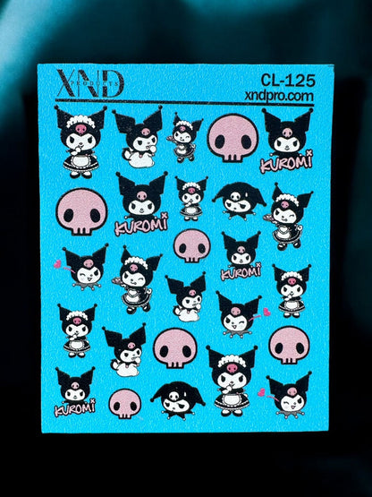 CL-125 / Nail Decal 2D Kawaii Character/ Kuromi inspired /Kawaii Nails