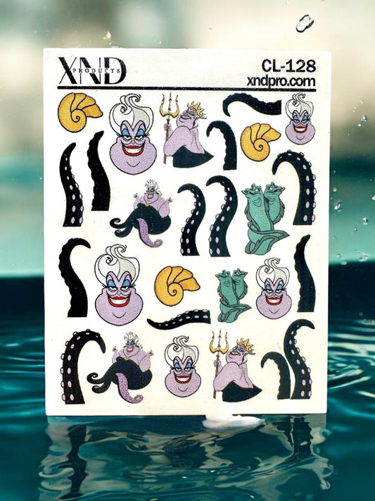 CL-128 Nail Decal 2D / The sea witch / Ursula inspired / Villains