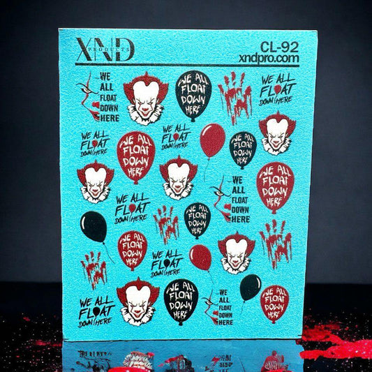 CL-92 Nail Decal 2D / Halloween / Horror Villain/ Clown - Xochi Nail Designs LLC