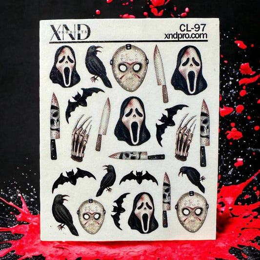 CL-97 Nail Decal 2D / Halloween / Horror Villains/ Scream/ Michael/ Jason - Xochi Nail Designs LLC