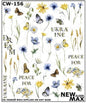 New Max 2D Nail Decal CW-156 / Nail Water Decal/ Ukraine Inspired /Yellow Blue Flowers & Butterflies/ Nail Art Water Stickers