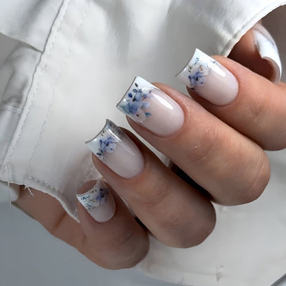 New Max 2D Nail Decal NF-40 Nail Water Decal Spring Silver Foil / Floral French Tip, Spring and Floral Nail Waterslides, Nail Water Stickers, Nail Tattoo