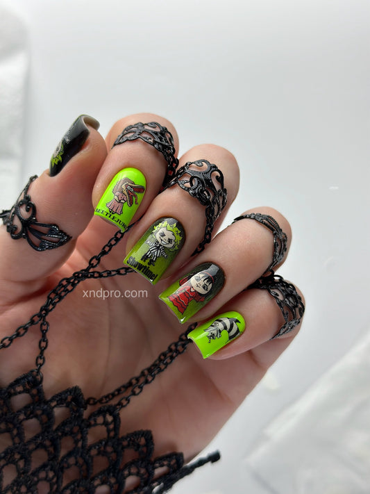 CL-105 Nail Decal 2D / Halloween / Beetle juice inspired/ Show time