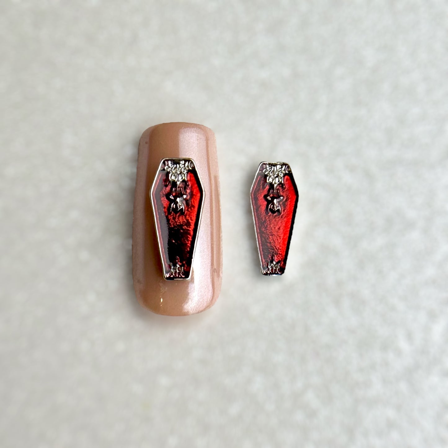 Nail Charm (2 pcs) - Halloween coffin nail art charm, Vampire Red coffin