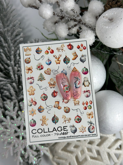 FC-79 / Nail Decal 2D /Gingerbread Cookies/ Christmas Nail Art/ Ornaments/