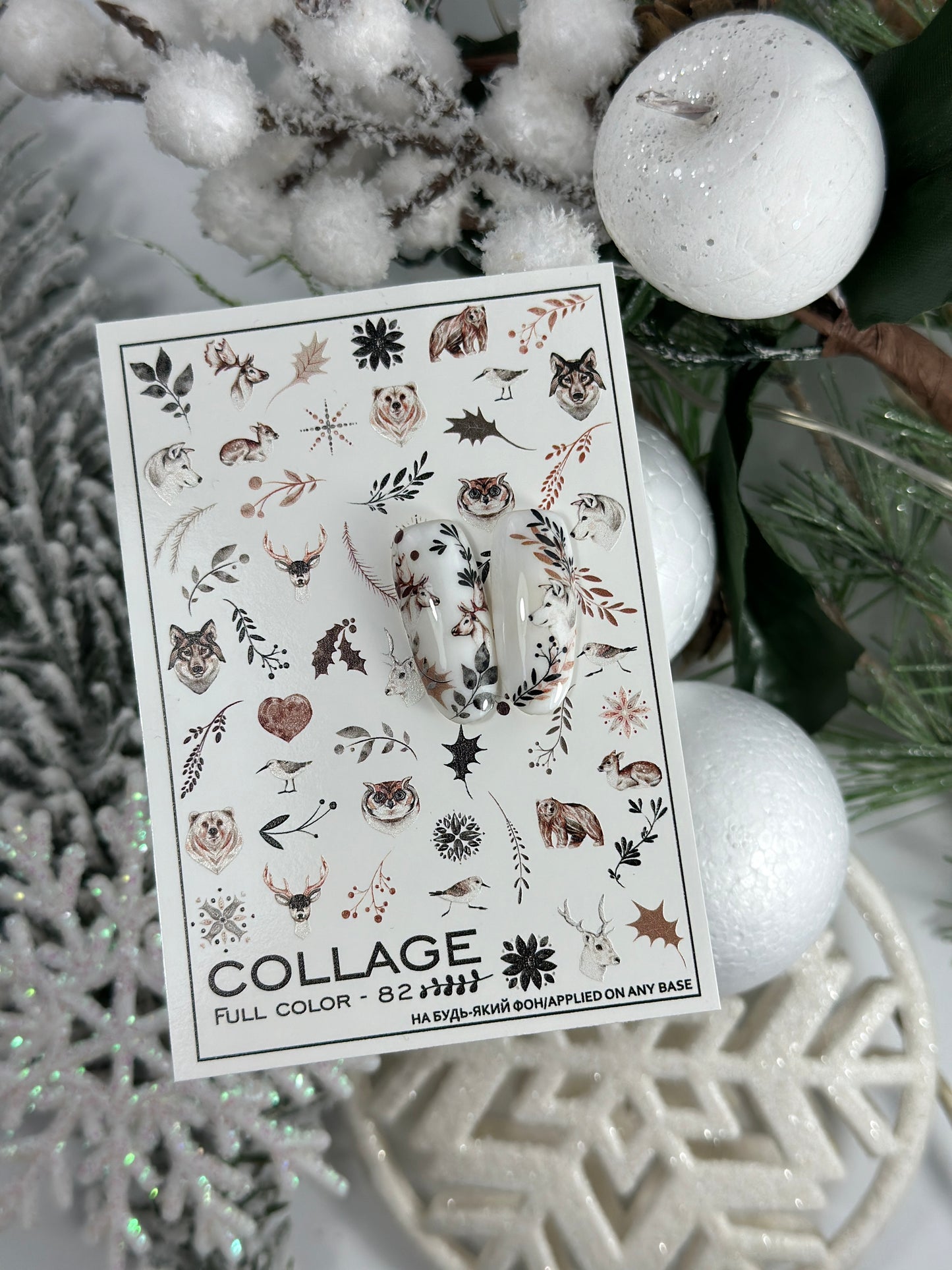 FC-82 / Nail Decal 2D /Winter time/Winter/Snowflakes/ Animals