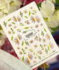UASlider Nail Water Decals NCg-113 White Daisy Gold Foil Nail Water Decals - No Cut Botanical Floral Nail Art