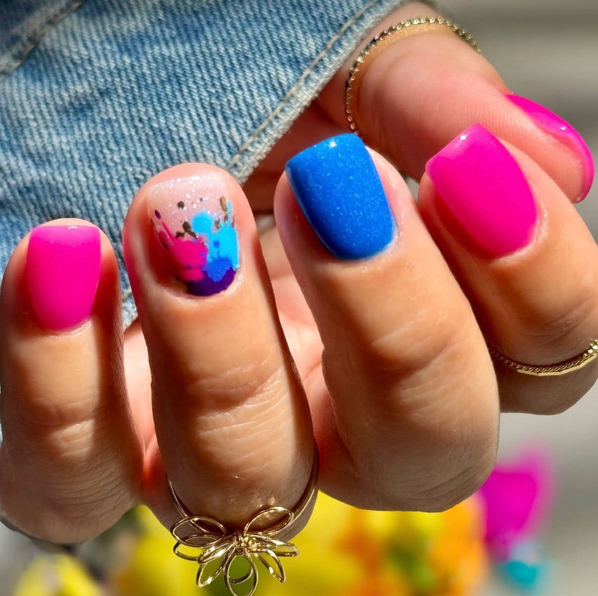 UA Slider 2D Nail Decal CF-624 Nail Water Decal Gold FOIL/ Paint Splash Style/ Neon nails/ Festival Nails/ Pop Art Nails/ Colorful Nails