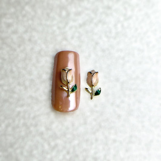 Nail Charm (2 pcs), Pink Tulip Nail Charm, Flower Nail Charm, Spring Nail Art Charms, Pink Nail