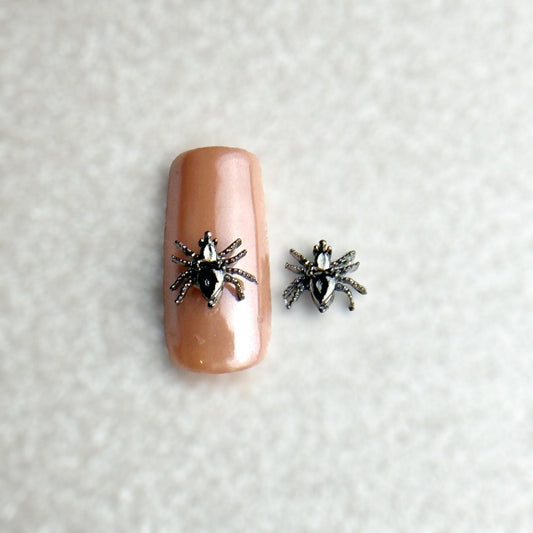 Nail Charm (2 pcs) - Small gunmetal spider