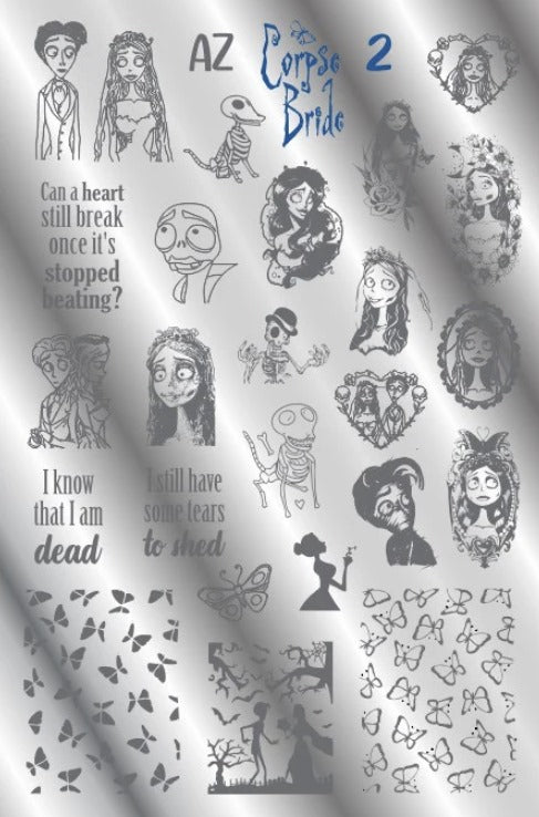 Nail Stamping Plate / MDU AZ Corpse Bride/ Nail Stamping Plate / Movie Inspired/ Emily/ Nail Stamp