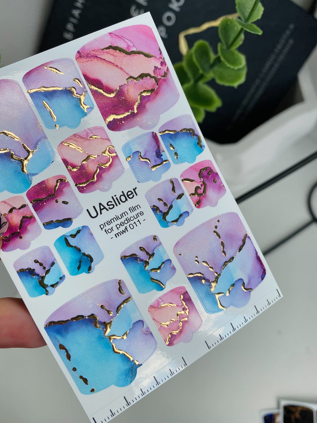 UA Slider Nail Wrap Films MWF-011 Pedicure Nail Wrap Films - Gold Foil – Full Toe Nail Art for Easy Pedicure