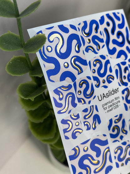 UA Slider Nail Wrap Films MWF-028 Pedicure Nail Wrap Films - Gold Foil – Full Toe Nail Art for Easy Pedicure