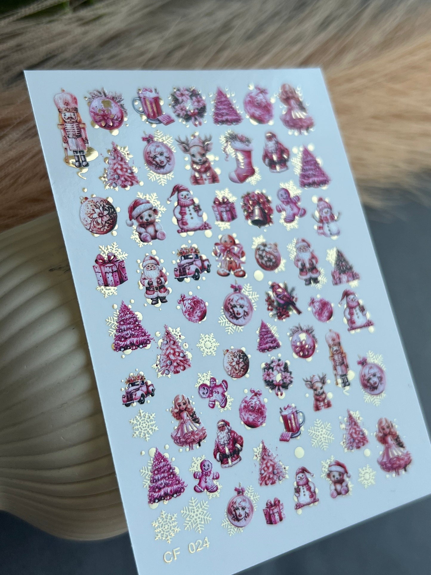 UA Slider 2D Nail Decal CF-024 Christmas Ornaments & Figures Gold Foil Water­slide Nail Decals