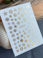 UA Slider 2D Nail Decal FG-119 Water Slide Nail Decals Gold Foil Snowflakes Winter Magic Holiday Nails