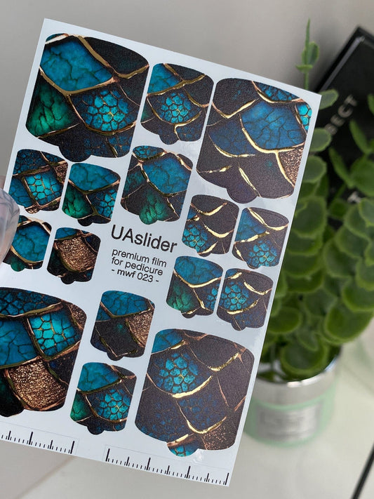 UA Slider Nail Wrap Films MWF-023 Pedicure Nail Wrap Films - Gold Foil – Full Toe Nail Art for Easy Pedicure