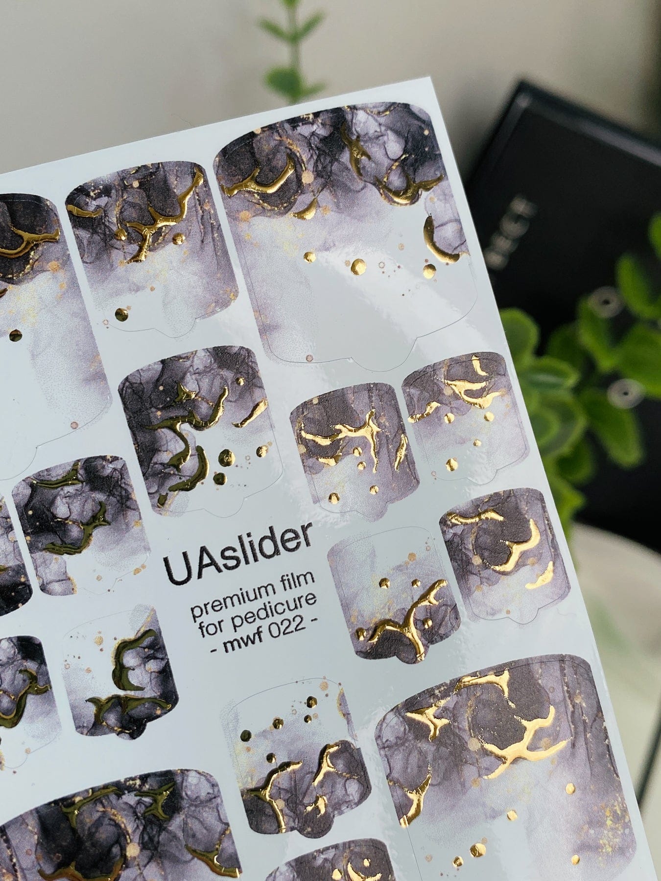 UA Slider Nail Wrap Films MWF-022 Pedicure Nail Wrap Films - Gold Foil – Full Toe Nail Art for Easy Pedicure