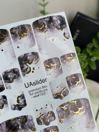 UA Slider Nail Wrap Films MWF-022 Pedicure Nail Wrap Films - Gold Foil – Full Toe Nail Art for Easy Pedicure