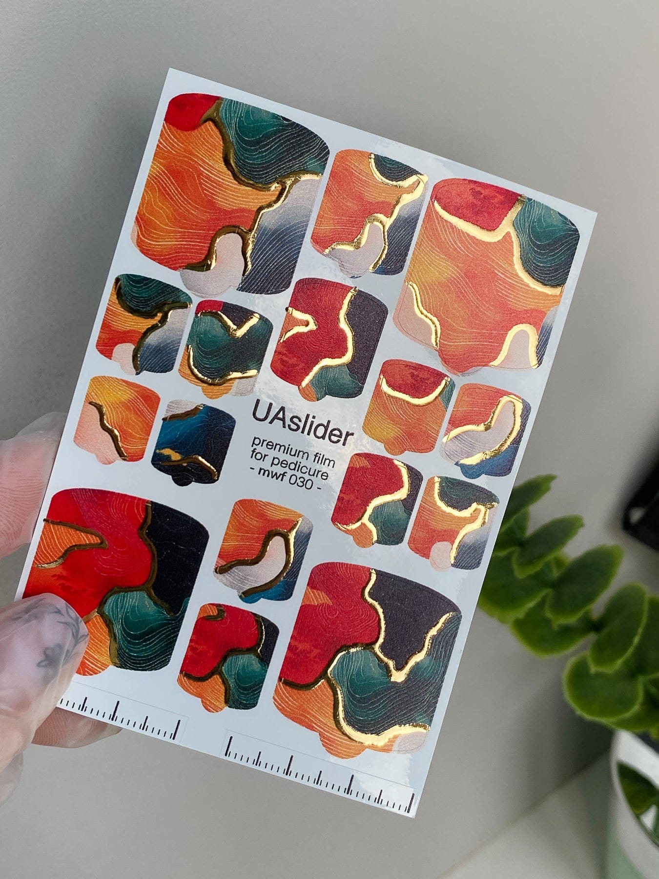 UA Slider Nail Wrap Films MWF-030 Pedicure Nail Wrap Films - Gold Foil – Full Toe Nail Art for Easy Pedicure