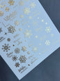 UA Slider 2D Nail Decal FG-092 Water Slide Nail Decals Gold Snowflakes & Winter Quotes Holiday Nails Winter Nail Art