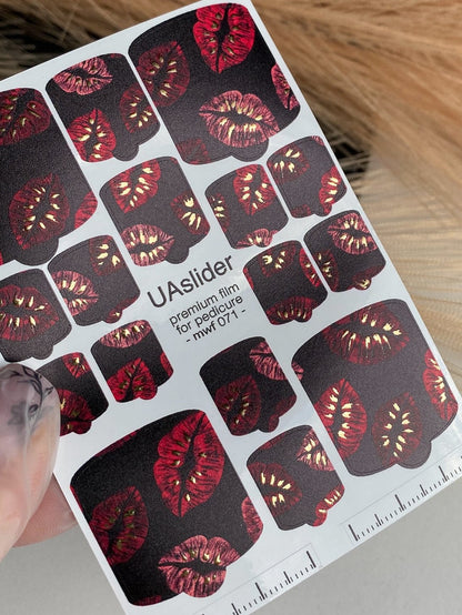 UA Slider Nail Wrap Films MWF-071 Pedicure Nail Wrap Films - Gold Foil – Full Toe Nail Art for Easy Pedicure